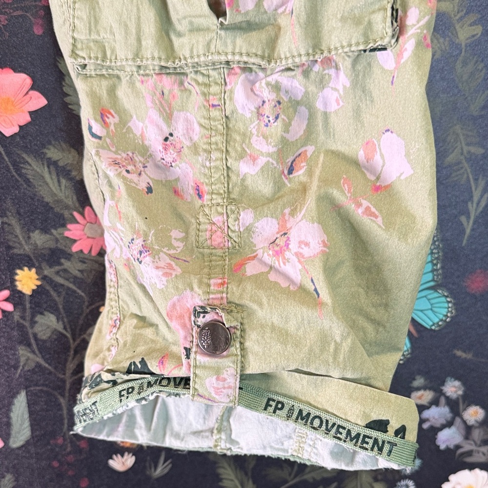 FP Movement by Free People Light Olive Floral Cargo Joggers - Picture 4 of 7